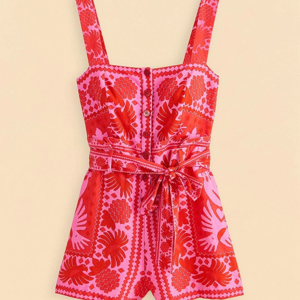 Like new FARM Rio Red Jungle Scarf Romper M